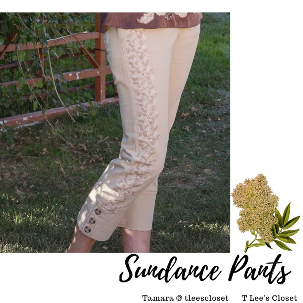 Sundance Cropped Embroidered Pants Size 2